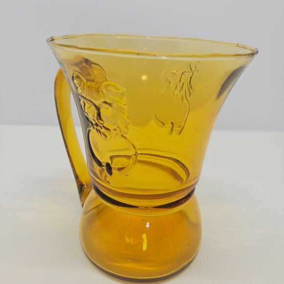 Vintage Rossini Lions Head Amber Glass Beer Mug Applied Handle Italian MCM - Picture 4 of 5